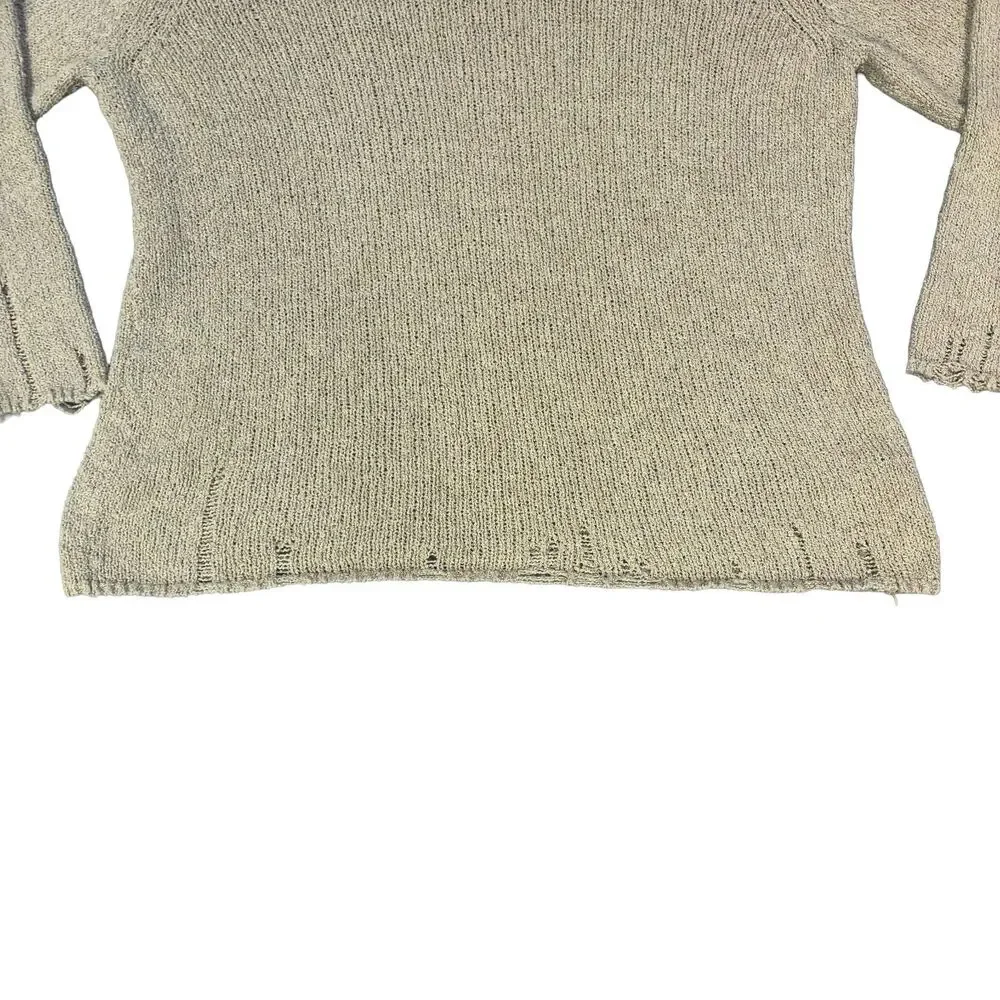 Zara Man New York Edition Men's L Taupe Distressed Knit Grunge Sweater